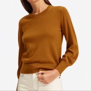 Everlane 100% Cashmere Lantern Sleeve Sweater in Beautiful Brass Color